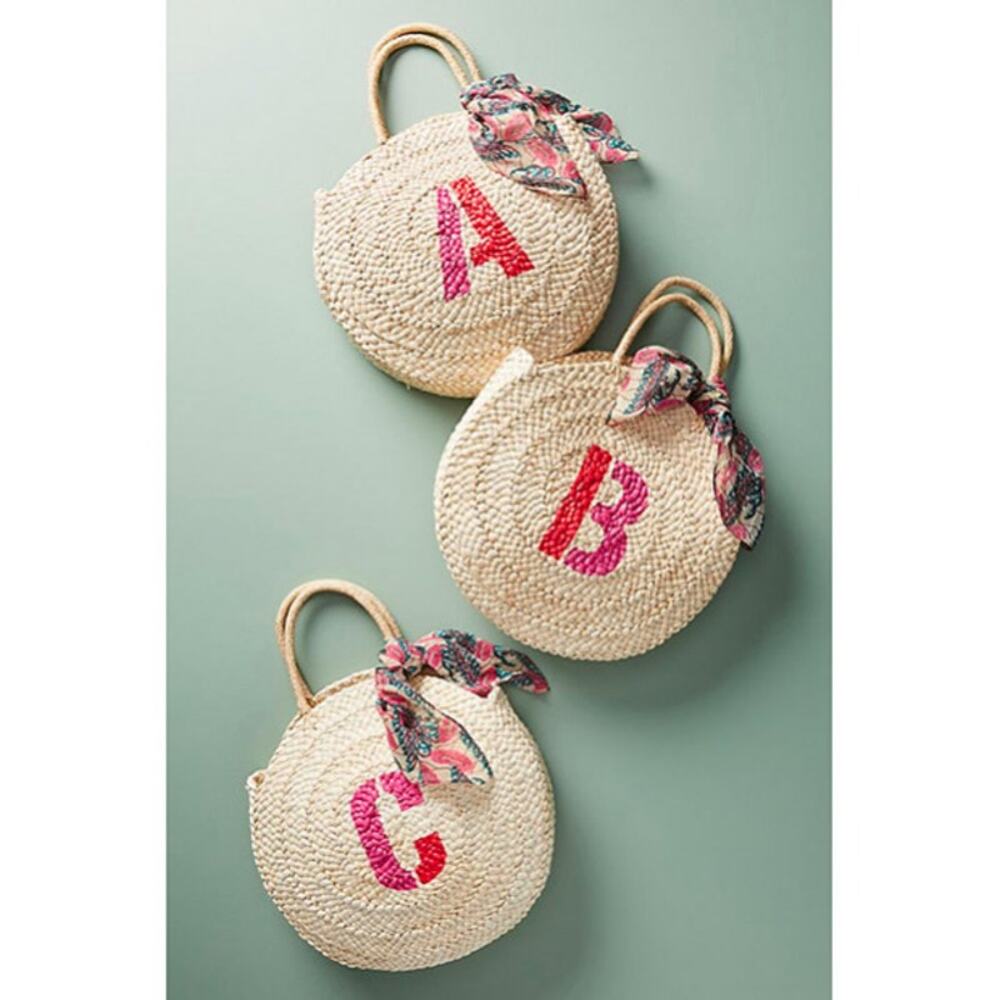 Maud Fourier Paris X Anthropologie Initial S Straw Woven Tote Summer Scarf